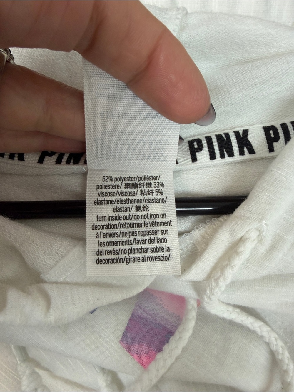 Victoria's Secret PINK Lightweight White Hoodie Sz Small! - Picture 7 of 7